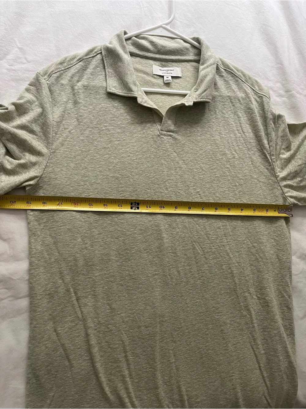 Banana Republic Linen Blend Sweet Grass Light Green Polo Short Sleeve Medium